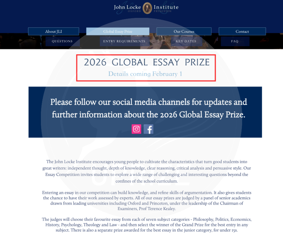 【国际|竞赛】2026 John Locke放题时间敲定！