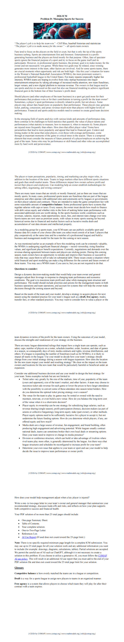 重磅！2026年美国大学生数学建模竞赛赛题发布！点击获取解题思路！