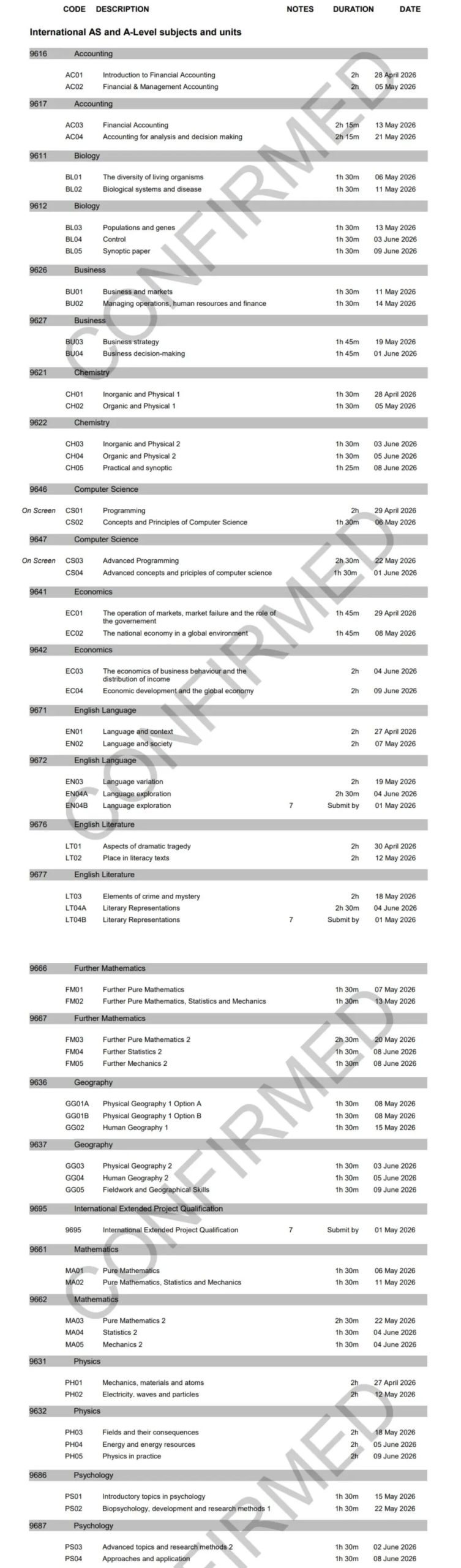 2026年IGCSE&A-Level夏季大考时间定了！三大考试局关键时间节点汇总！