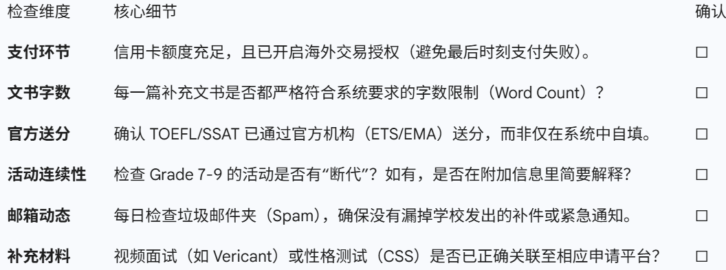 美高申请提交前“起飞检查”清单 请把这些事项一一打钩