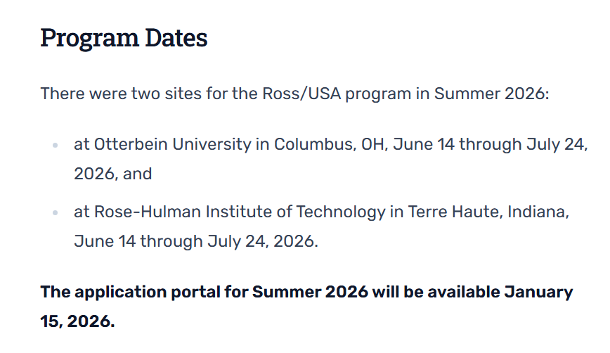 美国三大数学夏校之一！Ross罗斯数学营2026申请通道已开！