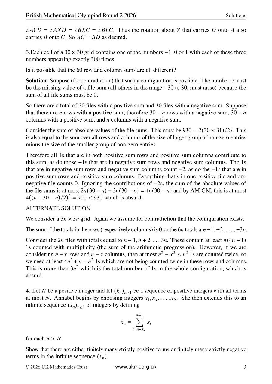 2026年英国奥数竞赛BMO2真题及答案出炉 2026年英国奥数竞赛BMO2真题及答案出炉