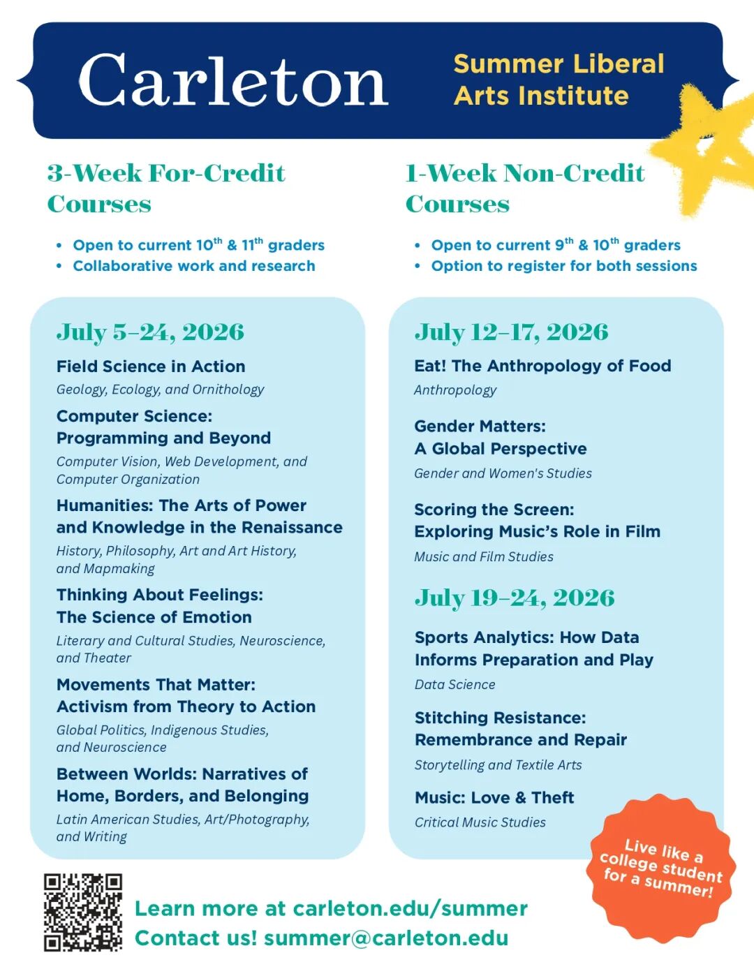 美国卡尔顿学院人文夏校（SLAI）开放申请！感受最佳本科教育的魅力