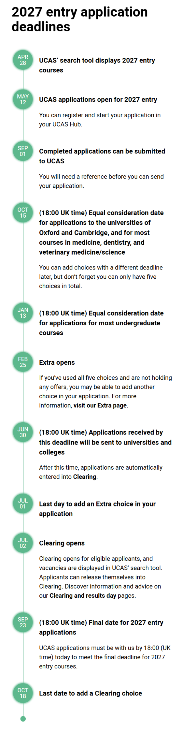 UCAS发布2027Fall入学申请时间线！多个关键节点提前！