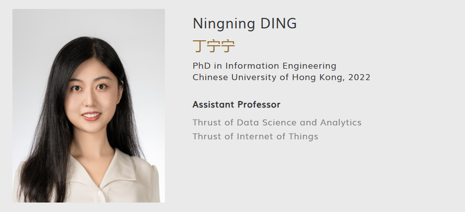 【全奖】香港科技大学（广州）博士导师（DING Ningning教授）