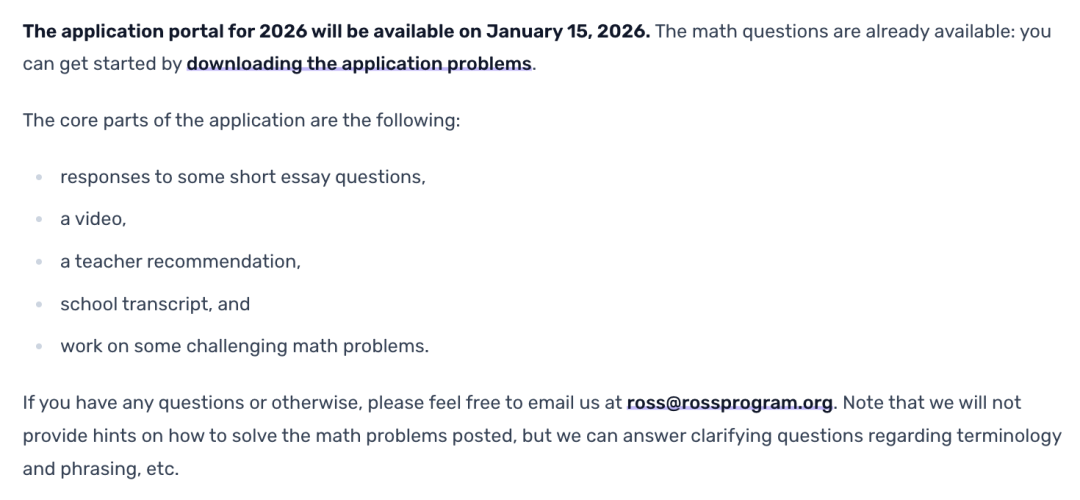 2026｜全美三大爬藤数学营，罗斯ROSS数学营已正式开申！今年截止日期提前！