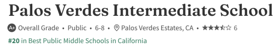 美国公立校系列 | Palos Verdes Intermediate School