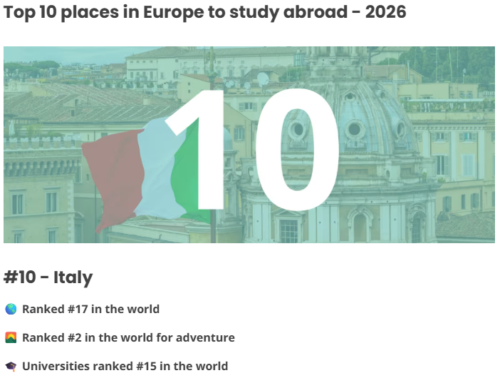 2026年最佳留学国家榜单Top 10出炉！法国上榜全球第10，欧洲第6！排名第一的国家原来是...