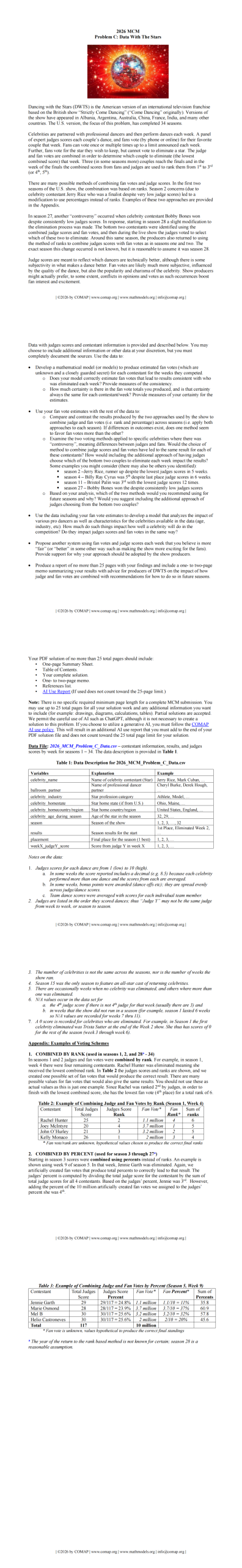 重磅！2026年美国大学生数学建模竞赛赛题发布！点击获取解题思路！