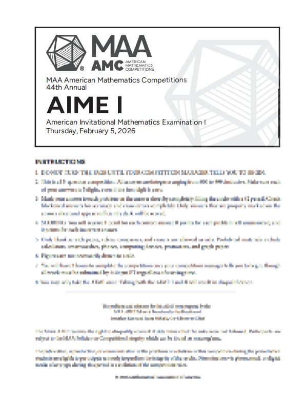 2026年AIME真题解析Ⅰ卷答案下载！