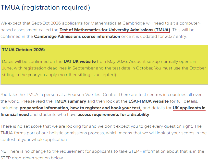 突发！剑桥大学数学加试TMUA？！UCAS公布27fall英本申请时间线！