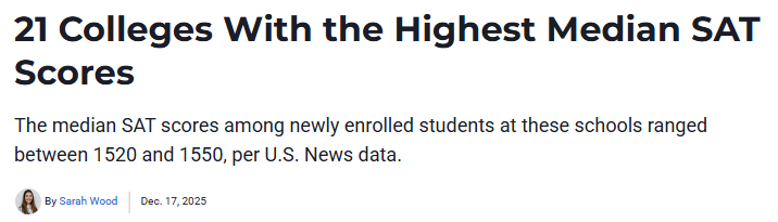 U.S.News发布21所顶尖大学SAT中位数 你的分数还够吗?