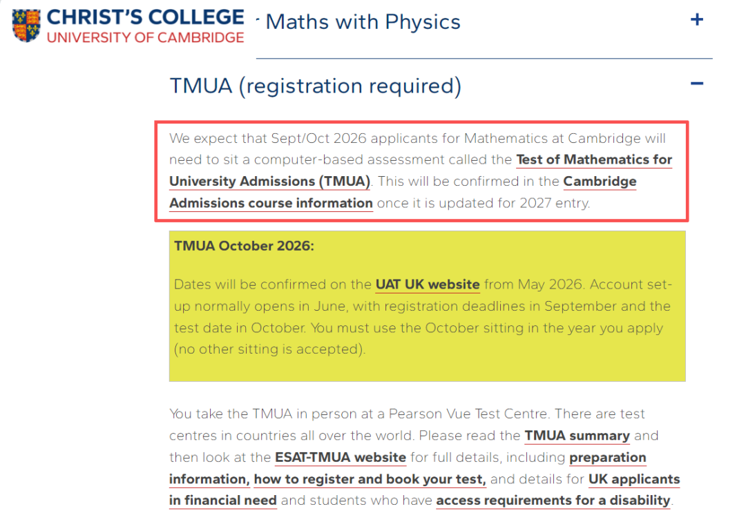 重磅更新!剑桥数学再加一考:新增TMUA考试,申请需“双线备考” 重磅更新!剑桥数学再加一考:新增TMUA考试,申请需“双线备考”