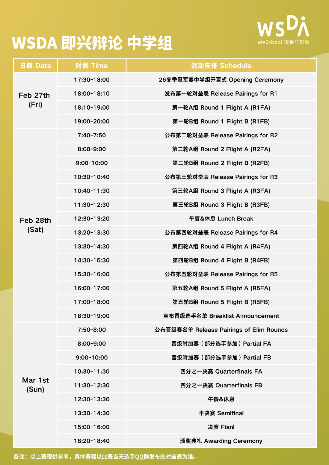 顶峰对决一触即发！2026 WSDA冬季冠军赛赛程揭晓，决赛直播等你来见证