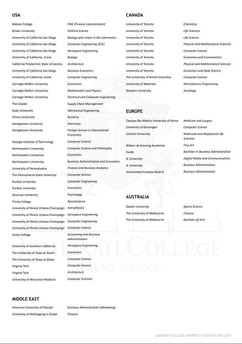 2026/27迪拜朱美拉学院（Jumeirah College）入学指南