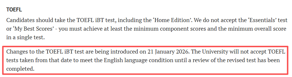 2026新托福改版后，三所港校最新语言要求出炉!