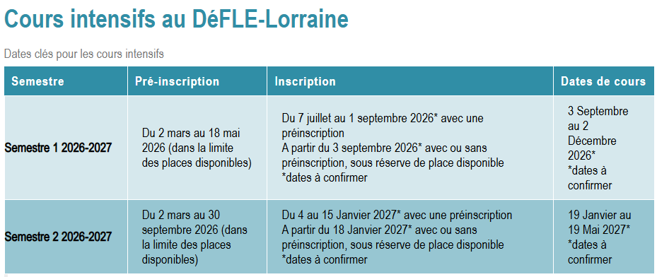 26fall申请季 | 洛林大学DéFLE语言中心DU学期课程网申时间公布！