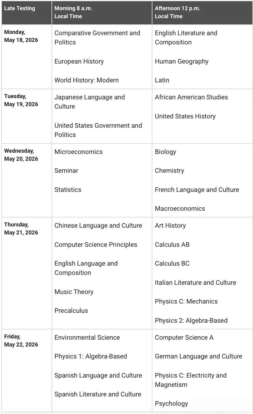 2026AP大考时间确定!哪些是热点科目?趁过年提前规划实现弯道超车! 2026AP大考时间确定!哪些是热点科目?趁过年提前规划实现弯道超车!