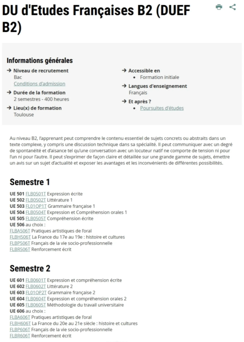 法国西南部图卢兹二大语言中心DEFLE:法语DU学期课程A2-C2 / 学费378欧 法国西南部图卢兹二大语言中心DEFLE:法语DU学期课程A2-C2 / 学费378欧