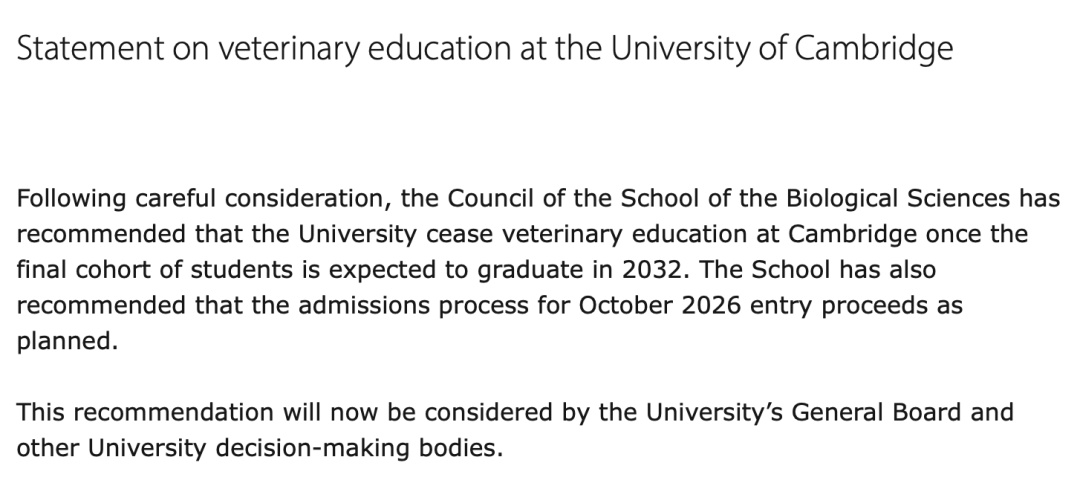 差点亲手砍掉“王牌”！剑桥大学兽医学院被“救回来了”！