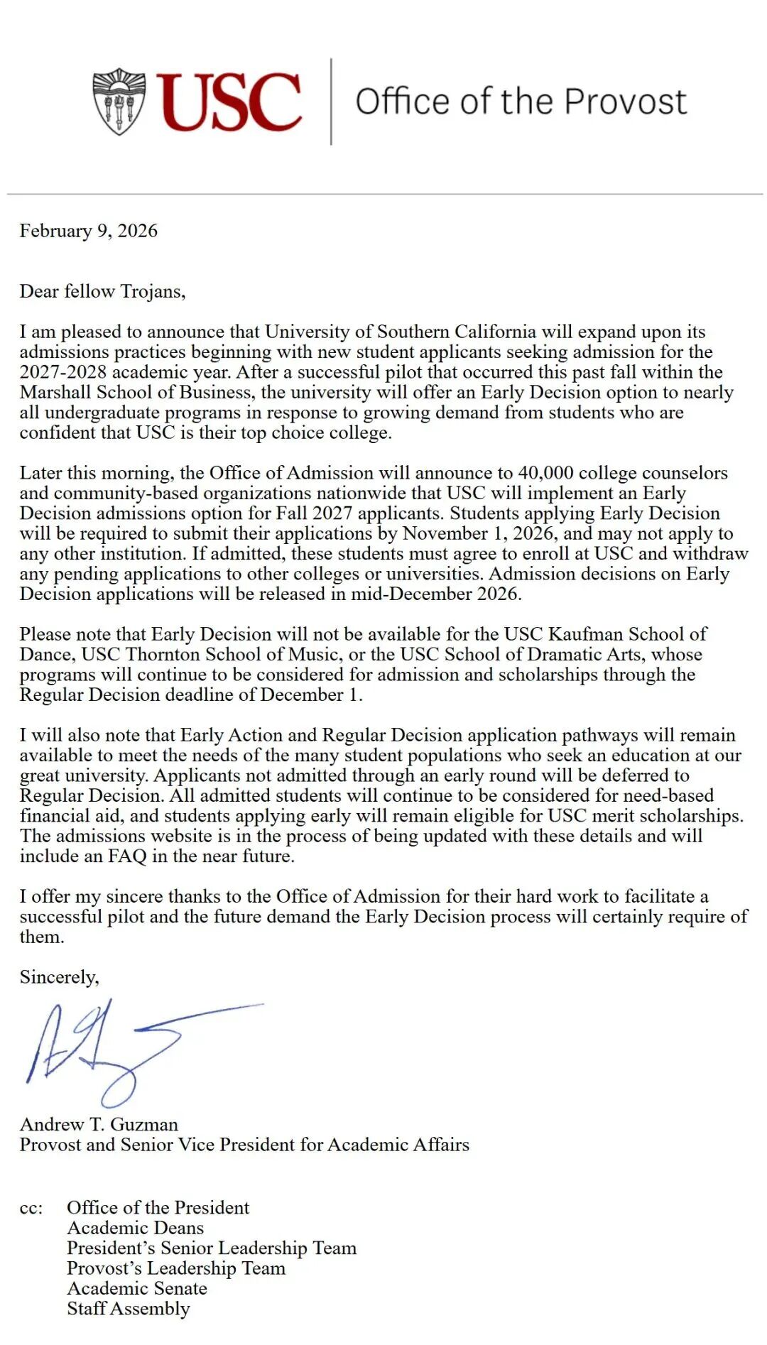 重大利好！南加州大学全面开放本科ED申请，2027Fall成申请黄金窗口期