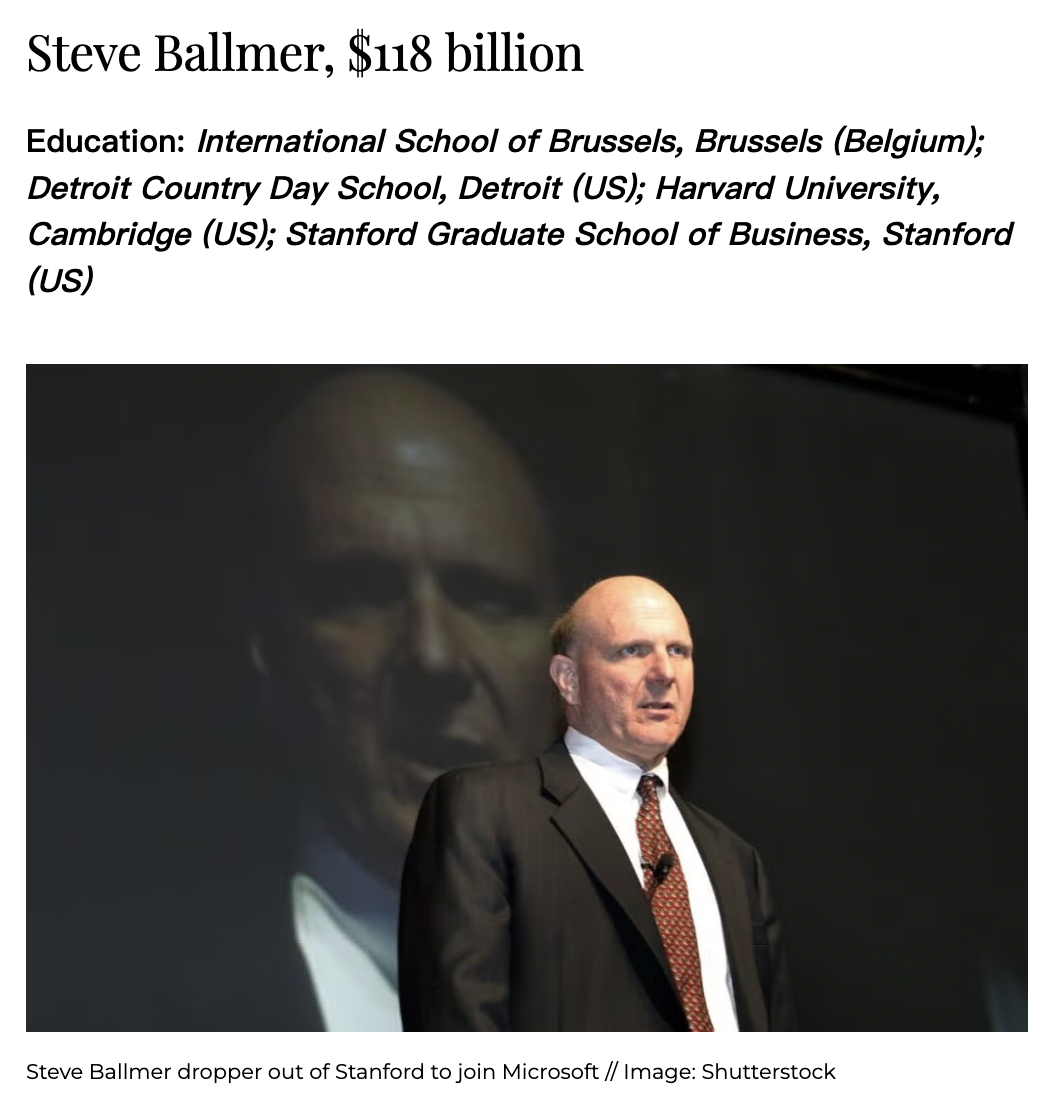 世界上最富有的亿万富翁们都在哪里上学？