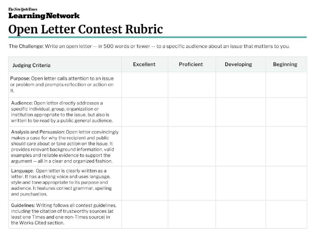 《纽约时报》2026公开信我们的观点写作比赛备赛报名中，附获奖作品！