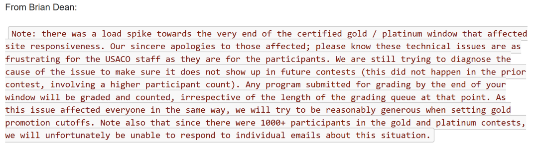 USACO 第二次考试铜组难度回归,官方称将放宽金组晋级线 USACO 第二次考试铜组难度回归,官方称将放宽金组晋级线