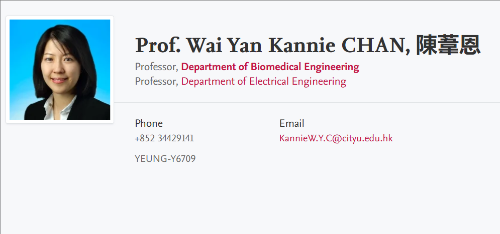 【全奖】香港城市大学博士导师（Wai Yan Kannie Chan教授）