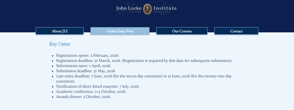 John Locke论文竞赛 2026 规则巨变！一篇看懂全新赛制