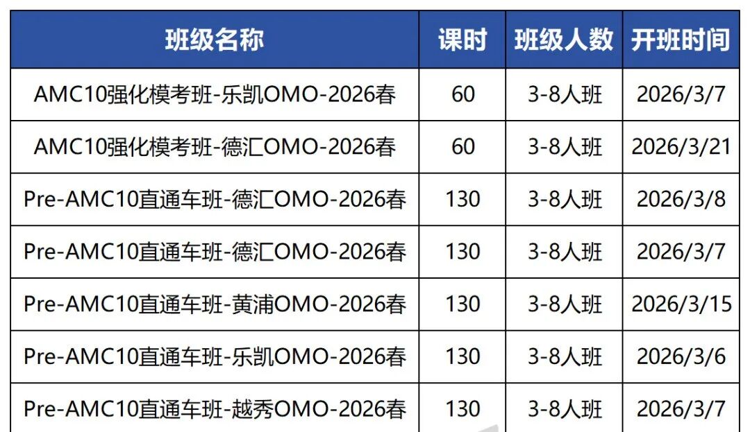 AMC10竞赛课程春季班开始报名了多班型适合不同基础学生！