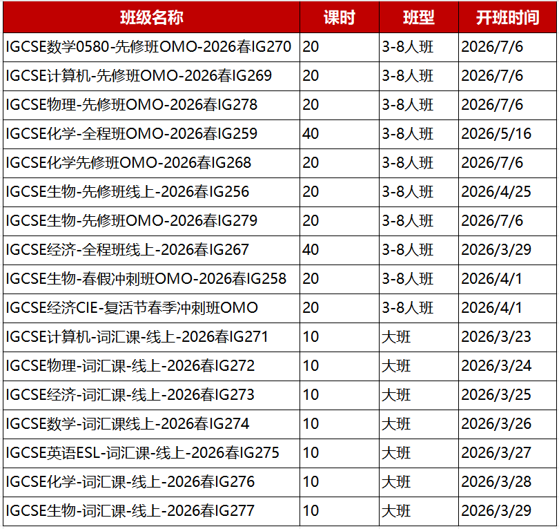 深圳校区IGCSE课程上线：IGCSE多班型匹配不同基础