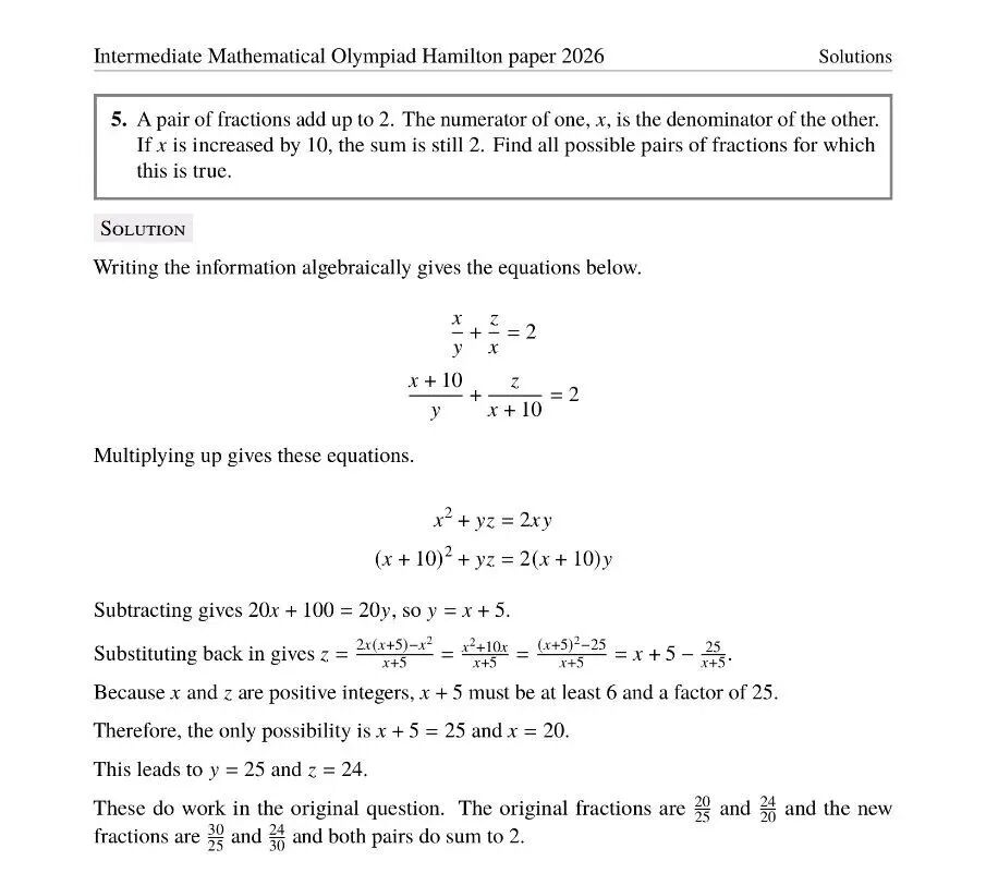 2026年英国中级奥数竞赛真题及答案