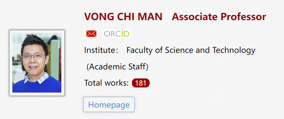 澳门大学计算机学系顶尖PhD导师招生（VONG CHI MAN教授）