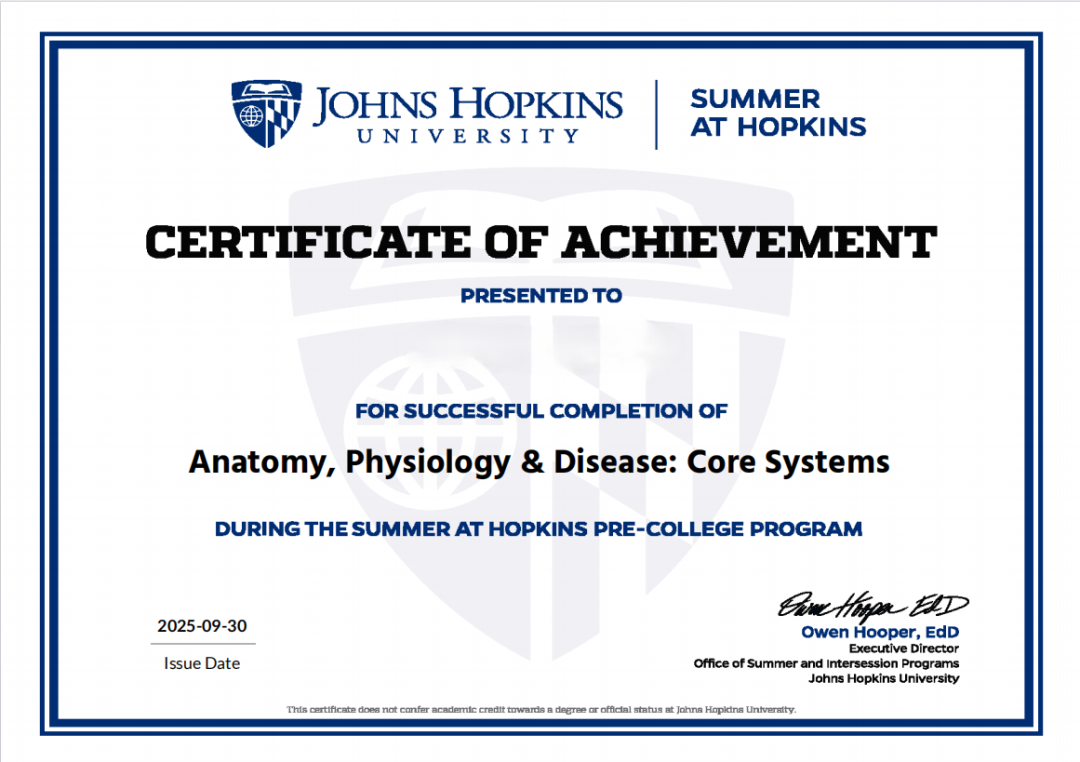 【常规轮最后8天】约翰霍普金斯官方学分夏校，适合9-12年级学霸