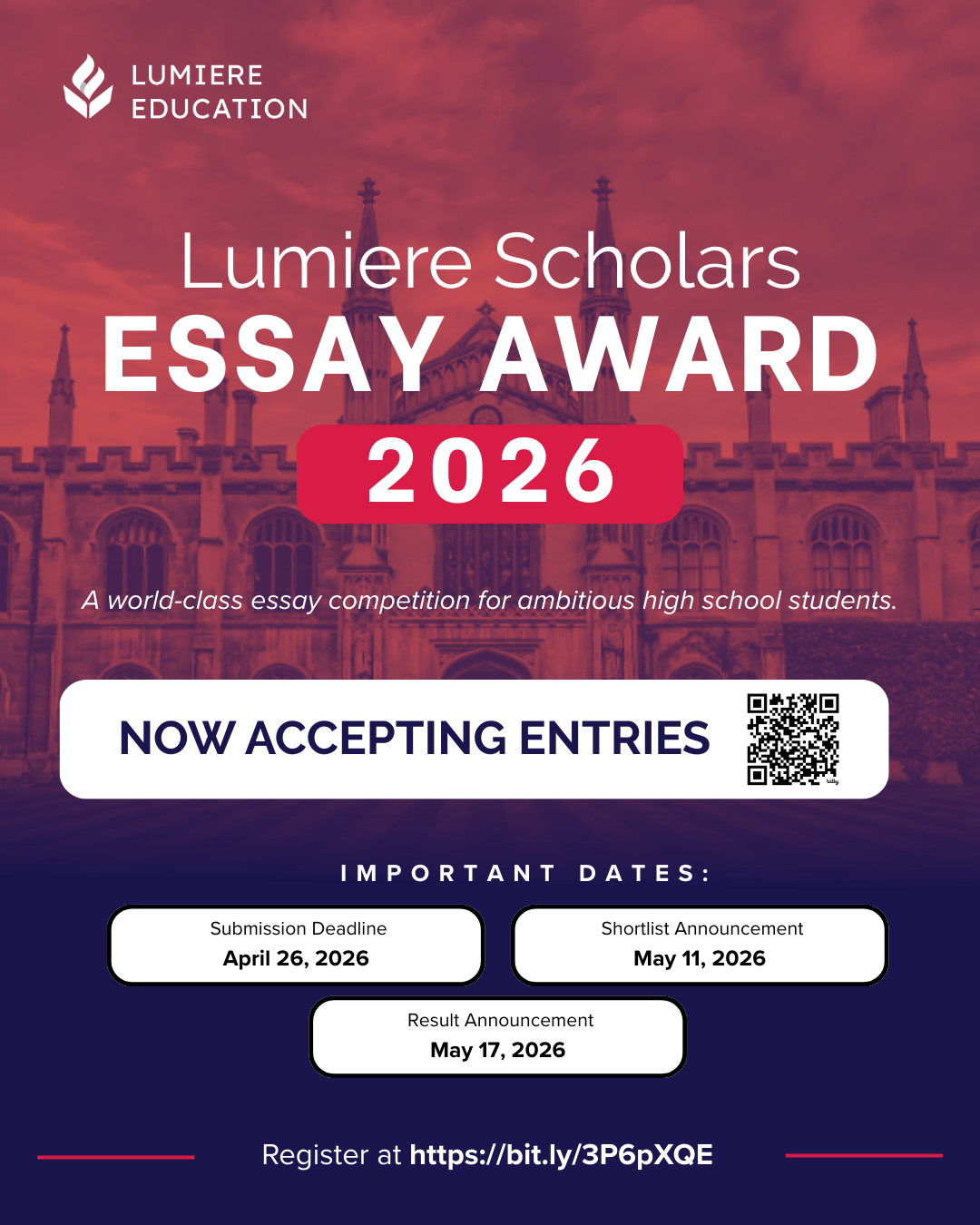 2026 Lumiere Scholars 国际高中生写作比赛写作比赛题目公布 | 4.26号截止提交