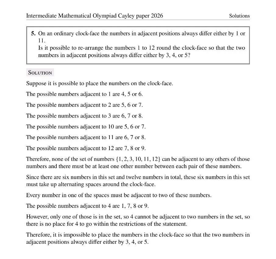 2026年英国中级奥数竞赛真题及答案
