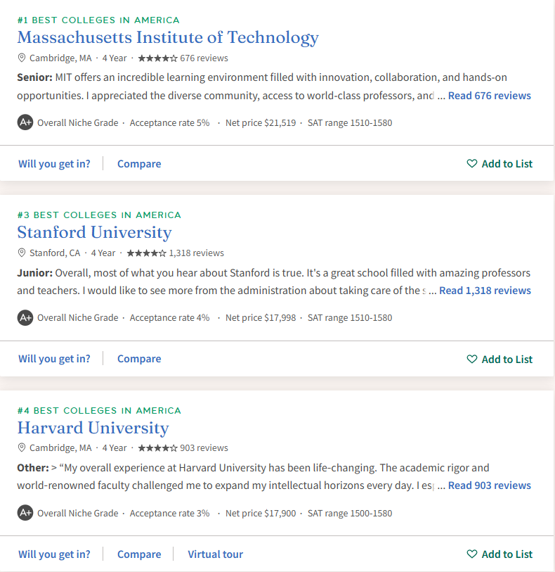 留学资讯 | 这些美国大学适合中产家庭！Niche2025 中产家庭美国大学榜单出炉！