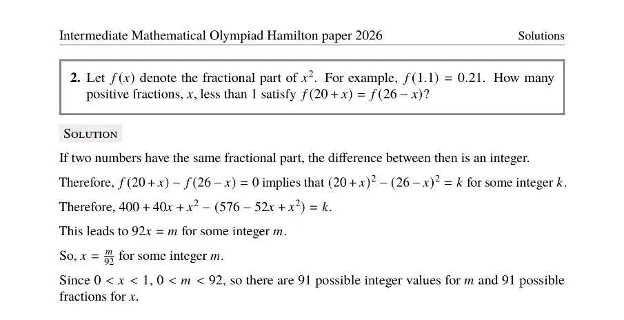2026年英国中级奥数竞赛真题及答案