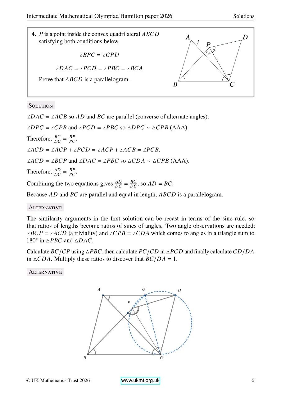 2026年英国中级奥数竞赛真题及答案