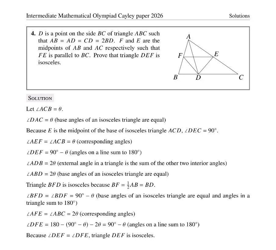 2026年英国中级奥数竞赛真题及答案