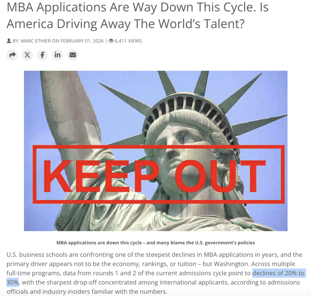 美国MBA申请人数再度暴跌！课程落后、就业堪忧 曾经的商科“万金油”彻底凉凉？