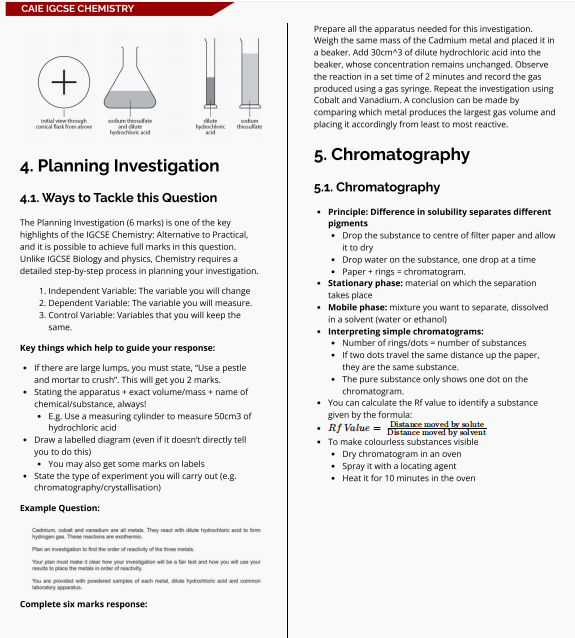 CIE IGCSE化学验卷Paper5和Paper6区别分析，附IGCSE化学验卷知识点笔记