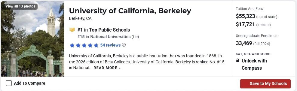 全美最佳「公立大学」排名更新！谁才是真“性价比大学”？“公立双雄”对比...