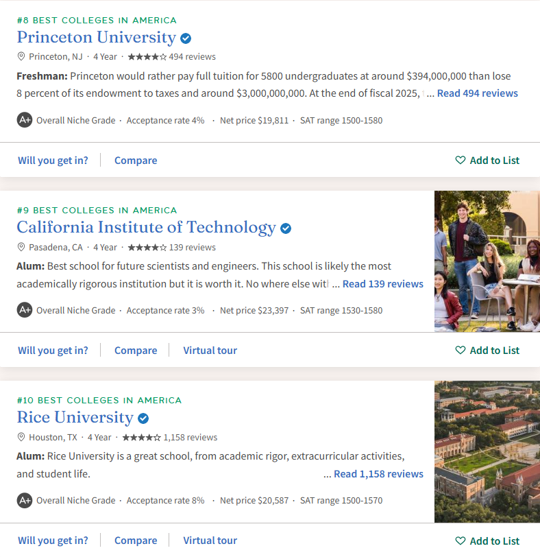 留学资讯 | 这些美国大学适合中产家庭！Niche2025 中产家庭美国大学榜单出炉！