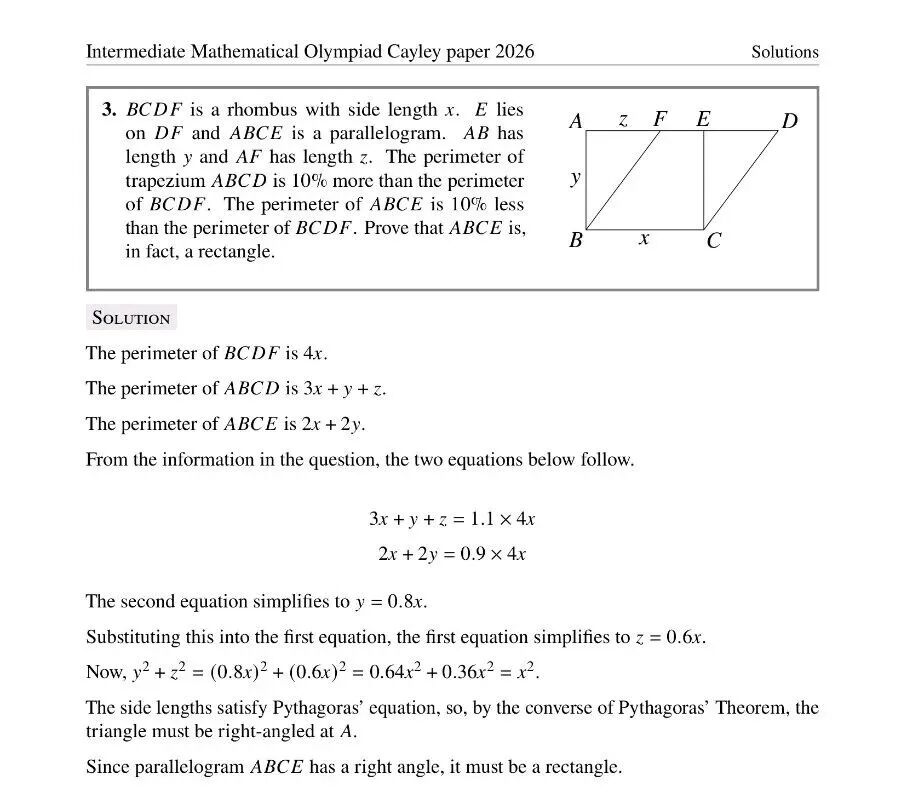 2026年英国中级奥数竞赛真题及答案