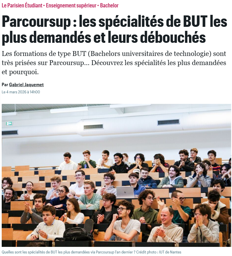 法国公立大学BUT本科热门专业公布！这个专业最受欢迎！超20万学生申请！