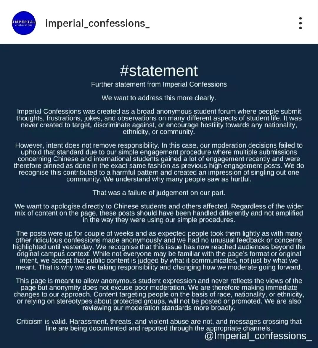 IC“表白墙”引争议！歧视中国留学生，QS世界第二“店大欺客”？