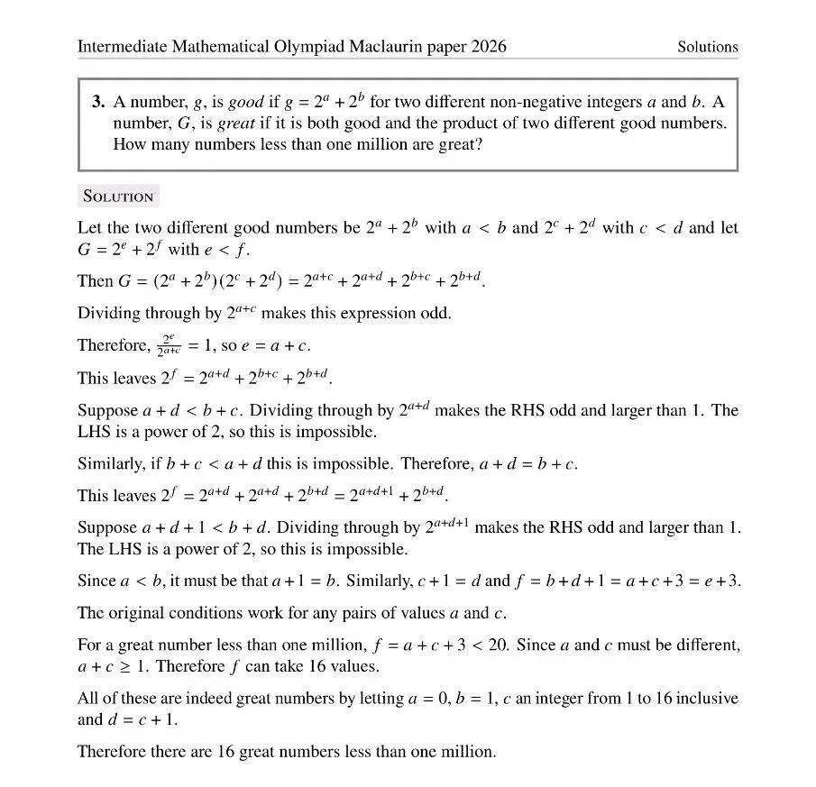 2026年英国中级奥数竞赛真题及答案