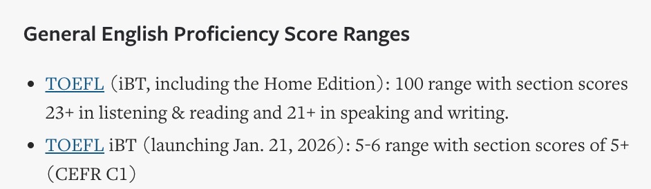 官方发布！美本Top 50「托福雅思要求」！康奈尔新托福须高于5分，UMich有单项要求